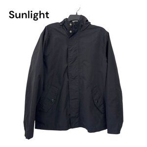 Old Navy Mens SZ Large Black Hooded Jacket With Button Pockets & Zip Closure